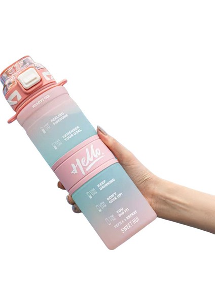 850ML Büyük Kapasiteli Plastik Taşınabilir Spor Su Şişesi Spor Pipetli Bardak (Yurt Dışından)