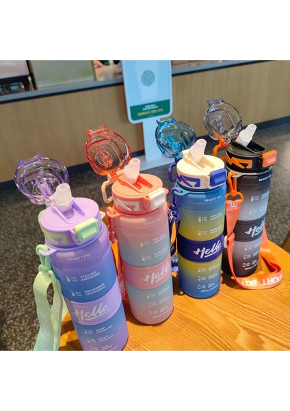 850ML Büyük Kapasiteli Plastik Taşınabilir Spor Su Şişesi Spor Pipetli Bardak (Yurt Dışından) modelleri