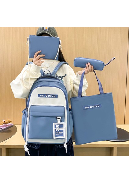 Büyük Kapasiteli Basit Öğrenci Sırt Çantası 4 Parçalı Set (Yurt Dışından) fiyatları