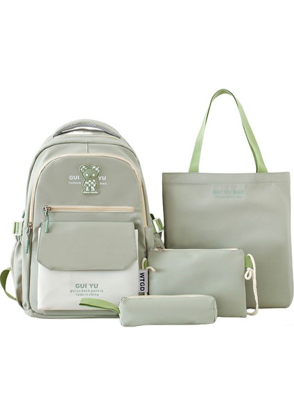 Büyük Kapasiteli Basit Öğrenci Sırt Çantası 4 Parçalı Set (Yurt Dışından)