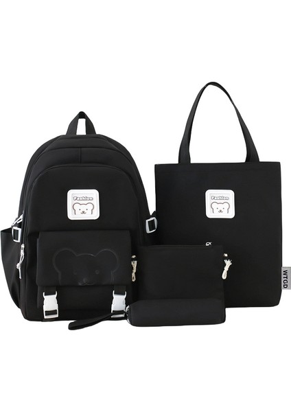 Büyük Kapasiteli Basit Öğrenci Sırt Çantası 4 Parçalı Set (Yurt Dışından)
