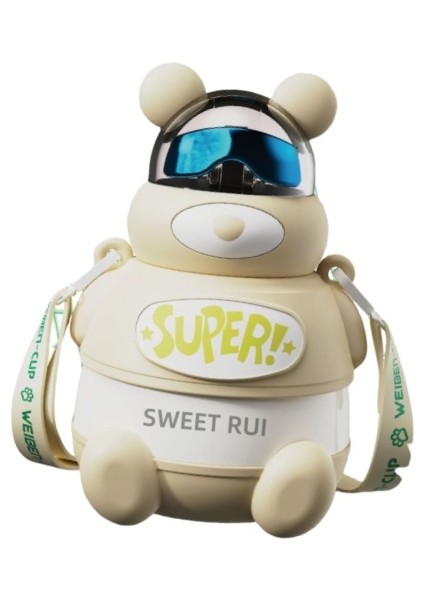 Çocuk Su Şişesi 500 ml Paslanmaz Çelik Içecek Şişesi Pipetli Termos (Yurt Dışından)