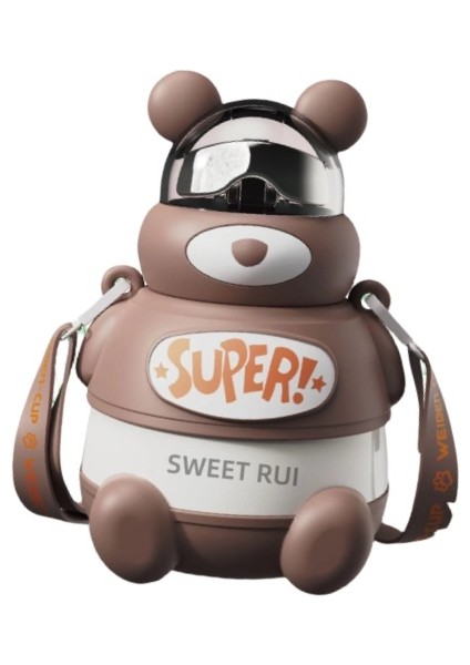 Çocuk Su Şişesi 500 ml Paslanmaz Çelik Içecek Şişesi Pipetli Termos (Yurt Dışından)