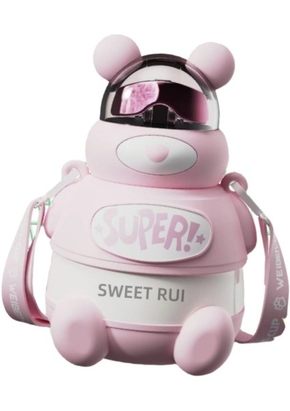 Çocuk Su Şişesi 500 ml Paslanmaz Çelik Içecek Şişesi Pipetli Termos (Yurt Dışından)