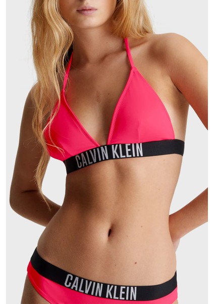 Logolu Elastik Bel Bantlı Boyundan Bağlamalı Üçgen Bikini Üstü KW0KW02506XN8 Bayan Bikini Üstü KW0KW02506 Xn8