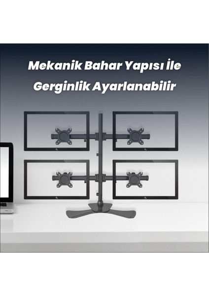 Npo STD340S Dört Kol 15"-27" Monitör ve Tv Tutucu Stand - Siyah