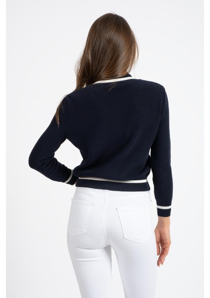 Rtd&vld Kadın VT2462 V Yaka Triko Kazak Lacivert modelleri