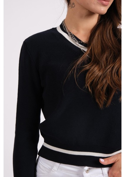 Rtd&vld Kadın VT2462 V Yaka Triko Kazak Lacivert indirimleri