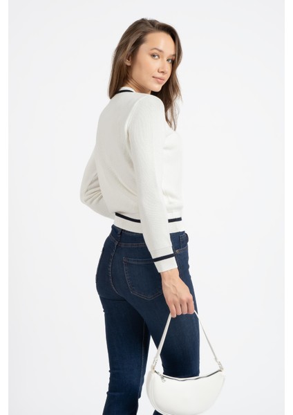 Rtd&vld Kadın VT2462 V Yaka Triko Kazak Beyaz fiyatları