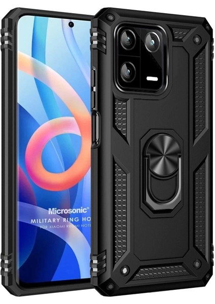 Xiaomi Mi 13 Kılıf Military Ring Holder Siyah
