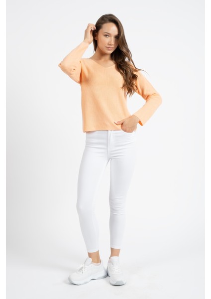 Rtd&vld Kadın V Yaka Ince Triko Kazak Somon fiyatları