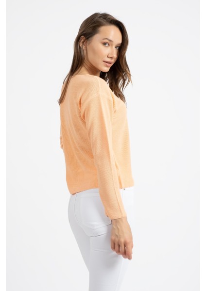 Rtd&vld Kadın V Yaka Ince Triko Kazak Somon modelleri