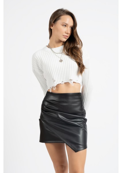 Rtd&vld Kadın VT71 Crop Triko Kazak Beyaz fiyatları