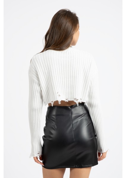 Rtd&vld Kadın VT71 Crop Triko Kazak Beyaz fırsatları