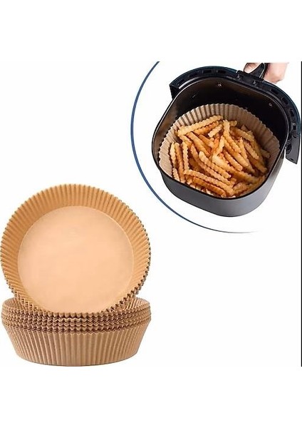 Yağlı Airfryer Fırın Fritöz Tepsi Pişirme Kızartma Kağıdı - Yuvarlak - 20 Cm. - 50 Adet