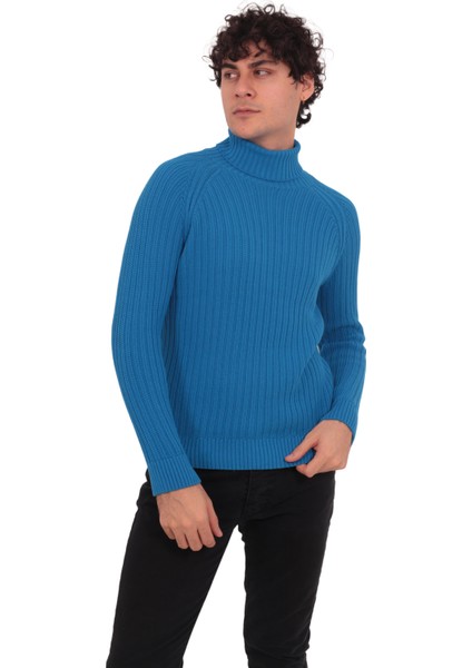 Rtd&vld Erkek Tam Balıkçı Triko Kazak Mavi