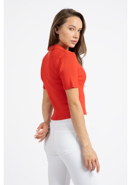 Rtd&vld Kadın Yaz 2498 Polo Yaka Kısa Kollu Triko Tshırt Kırmızı fiyatları