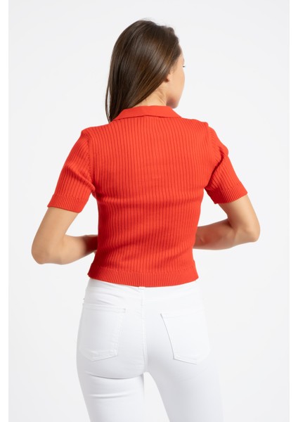 Rtd&vld Kadın Yaz 2498 Polo Yaka Kısa Kollu Triko Tshırt Kırmızı modelleri