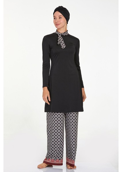 Likralı Tam Kapalı Tesettür Mayo Bol Paça Delmar 4514 Siyah fırsatları