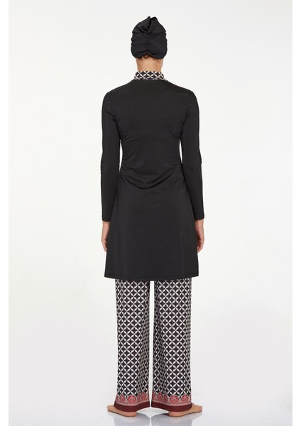 Likralı Tam Kapalı Tesettür Mayo Bol Paça Delmar 4514 Siyah indirimleri