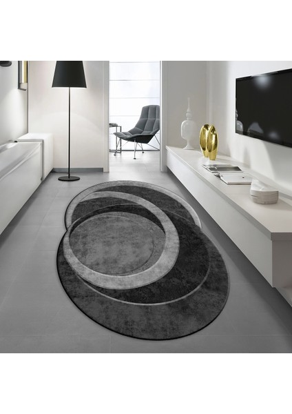 Dijital Baskılı Kaymaz Taban Yıkanabilir Lazer Kesim Salon Halısı Yolluk, V-Lazer-05-Gri,