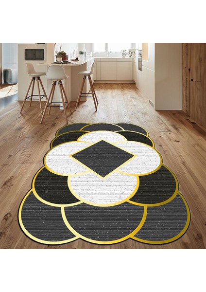 Dijital Baskılı Kaymaz Taban Yıkanabilir Lazer Kesim Salon Halısı Yolluk, V-Lazer-10-Siyah, fiyatları