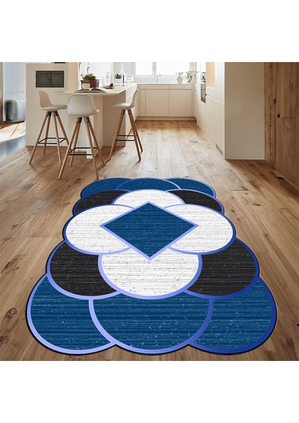 Dijital Baskılı Kaymaz Taban Yıkanabilir Lazer Kesim Salon Halısı Yolluk, V-Lazer-10-Mavi, fiyatları