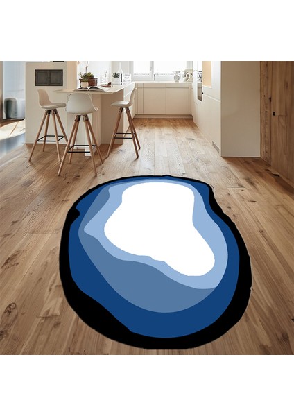 Dijital Baskılı Kaymaz Taban Yıkanabilir Lazer Kesim Salon Halısı Yolluk, V-Lazer-14-Mavi, fiyatları