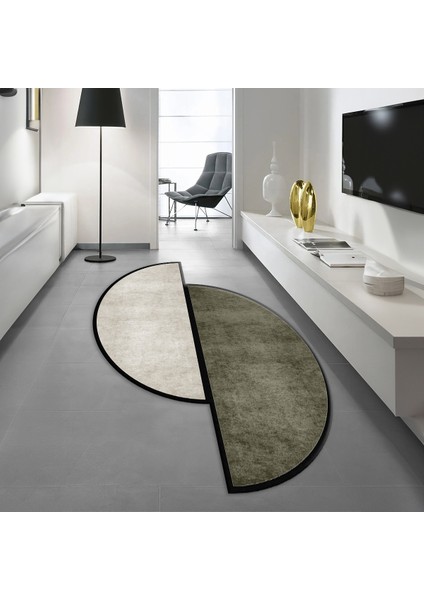 Dijital Baskılı Kaymaz Taban Yıkanabilir Lazer Kesim Salon Halısı Yolluk, V-Lazer-26-Krem,