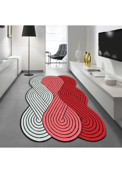Dijital Baskılı Kaymaz Taban Yıkanabilir Lazer Kesim Salon Halısı Yolluk, V-Lazer-15-Kırmızı, fiyatları
