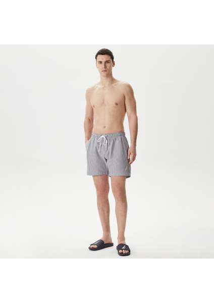 Erkek Lacivert Regular Fit Çizgili Deniz Şortu T45343T.4NV