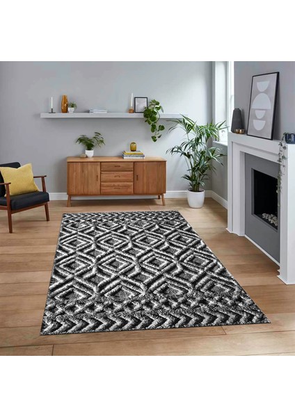 Dijital Baskılı Kaymaz Taban Yıkanabilir Sade Desen Yolluk Mutfak Salon Halısı, V-Sade-04-Antrasit,