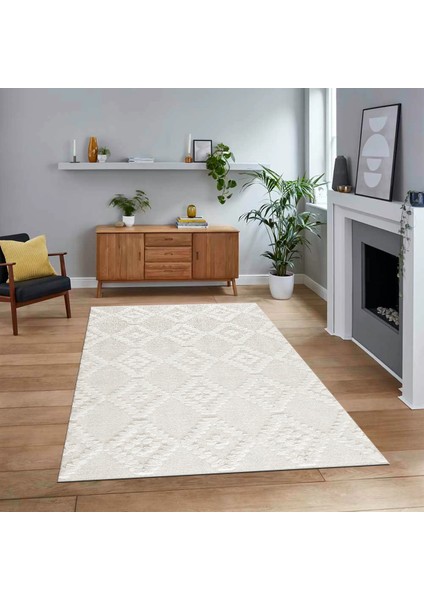 Dijital Baskılı Kaymaz Taban Yıkanabilir Sade Desen Yolluk Mutfak Salon Halısı, V-Sade-03-Krem,
