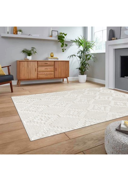 Dijital Baskılı Kaymaz Taban Yıkanabilir Sade Desen Yolluk Mutfak Salon Halısı, V-Sade-03-Krem,