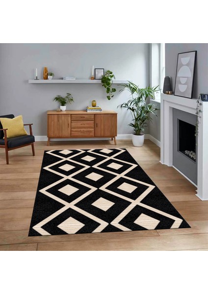 Dijital Baskılı Kaymaz Taban Yıkanabilir Sade Desen Yolluk Mutfak Salon Halısı, V-Sade-07-Antrasit,