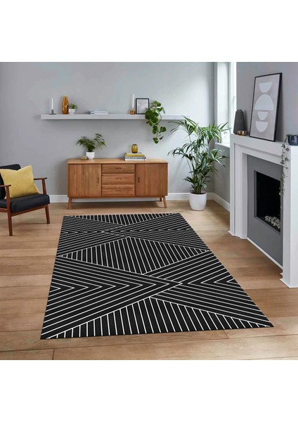 Dijital Baskılı Kaymaz Taban Yıkanabilir Sade Desen Yolluk Mutfak Salon Halısı, V-Sade-08-Antrasit,