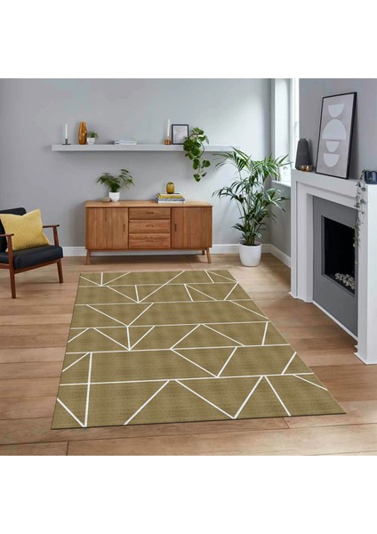 Dijital Baskılı Kaymaz Taban Yıkanabilir Sade Desen Yolluk Mutfak Salon Halısı, V-Sade-06-Kahve,