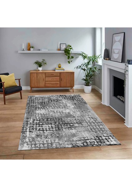 Dijital Baskılı Kaymaz Taban Yıkanabilir Sade Desen Yolluk Mutfak Salon Halısı, V-Sade-16-Gri,