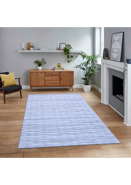 Dijital Baskılı Kaymaz Taban Yıkanabilir Sade Desen Yolluk Mutfak Salon Halısı, V-Sade-32-Mavi,