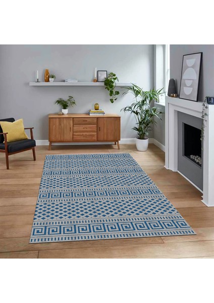 Dijital Baskılı Kaymaz Taban Yıkanabilir Sade Desen Yolluk Mutfak Salon Halısı, V-Sade-21-Mavi,