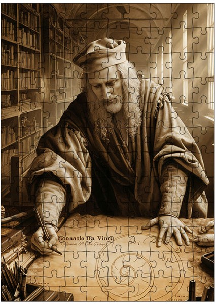 Karizma Tablo Ahşap Mdf Puzzle Yapboz Leonardo Da Vinci Eskiz Çalışması 120 Parça 25*35 cm