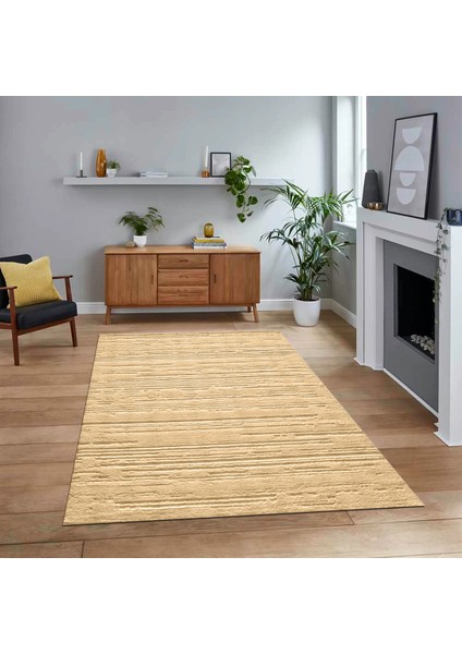 Dijital Baskılı Kaymaz Taban Yıkanabilir Sade Desen Yolluk Mutfak Salon Halısı, V-Sade-32-Kahve,