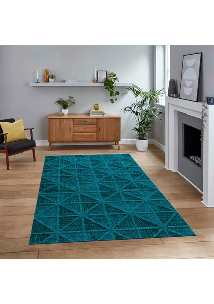 Dijital Baskılı Kaymaz Taban Yıkanabilir Sade Desen Yolluk Mutfak Salon Halısı, V-Sade-12-Mavi,