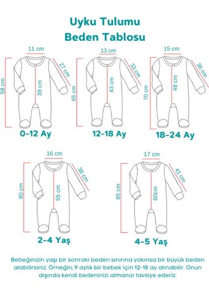 Sare Baby Bebek Uyku Tulumu %100 Doğal Pamuk Çift Kat Özel Kumaş Unisex 1.0 Tog