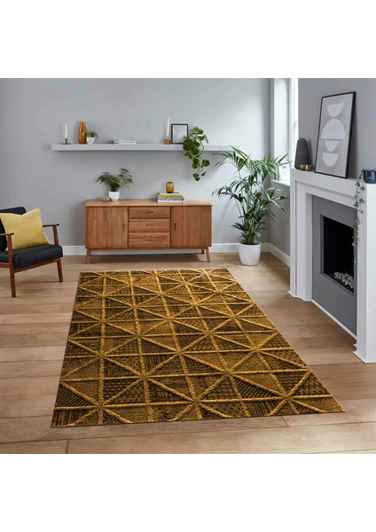 Dijital Baskılı Kaymaz Taban Yıkanabilir Sade Desen Yolluk Mutfak Salon Halısı, V-Sade-12-Kahve,