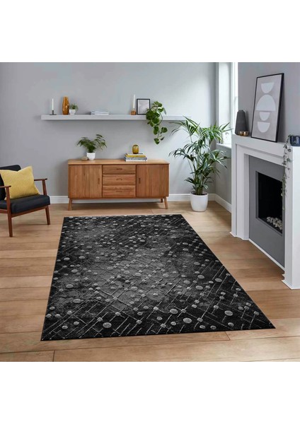 Dijital Baskılı Kaymaz Taban Yıkanabilir Sade Desen Yolluk Mutfak Salon Halısı, V-Sade-48-Antrasit,