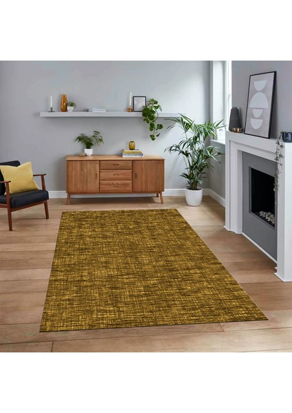 Dijital Baskılı Kaymaz Taban Yıkanabilir Sade Desen Yolluk Mutfak Salon Halısı, V-Sade-13-Sarı,