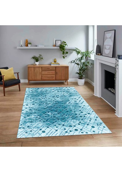 Dijital Baskılı Kaymaz Taban Yıkanabilir Sade Desen Yolluk Mutfak Salon Halısı, V-Sade-48-Mavi,