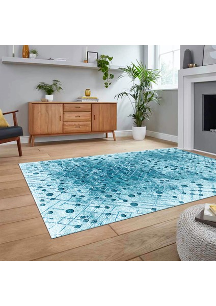 Dijital Baskılı Kaymaz Taban Yıkanabilir Sade Desen Yolluk Mutfak Salon Halısı, V-Sade-48-Mavi, fiyatları