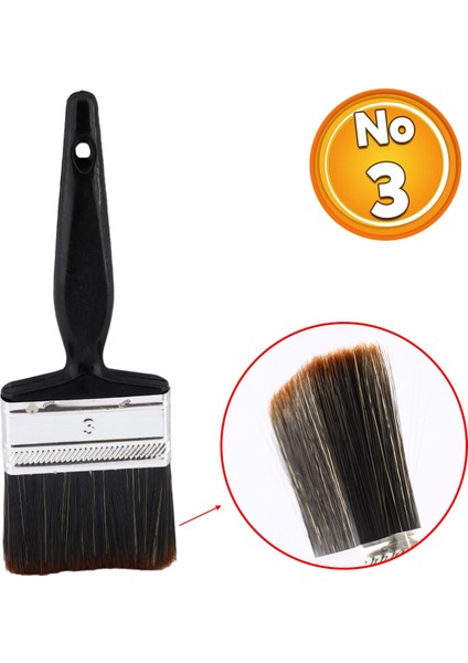 Plastik Saplı Yağlı Boya Fırça No: 3 Resim Ressam Fırçası Hobi Sanat Duvar Metal Ahşap Boyama